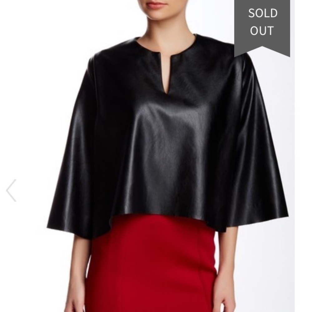 Gracia | Faux Leather Bell Sleeve Top